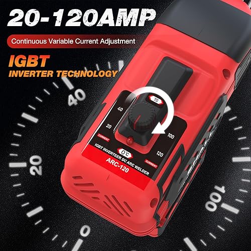 Miniatura 2 de SHALL Soldadora eléctrica portátil, soldador de arco de mano de 110 V con inversor IGBT, corriente de ajuste de 0-120 amperios para varillas de