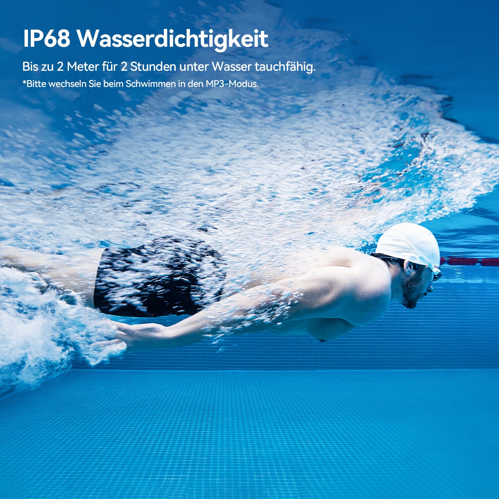 mojawa Run Plus Knochenschall-Kopfhörer, Open-Ear, Bluetooth 5.2, 32 GB MP3, IP68 Wasserdicht, ENC-Mikrofon, für Schwimmen, Laufen, Radfahren, Wandern, Surfen, Fitness und den Alltag – Schwarz