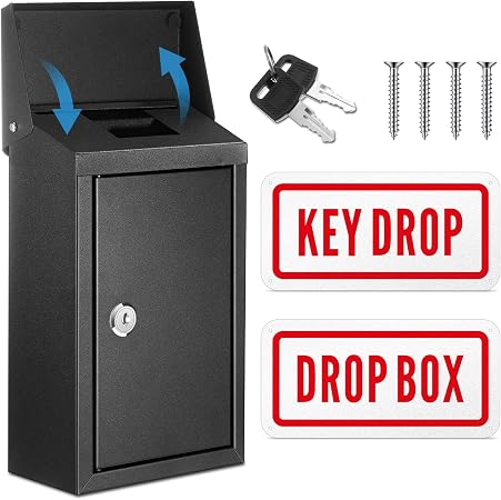 Amazon.com: Yaocom Metal Mount Wall Donation Box Key Lock Money Cash ...