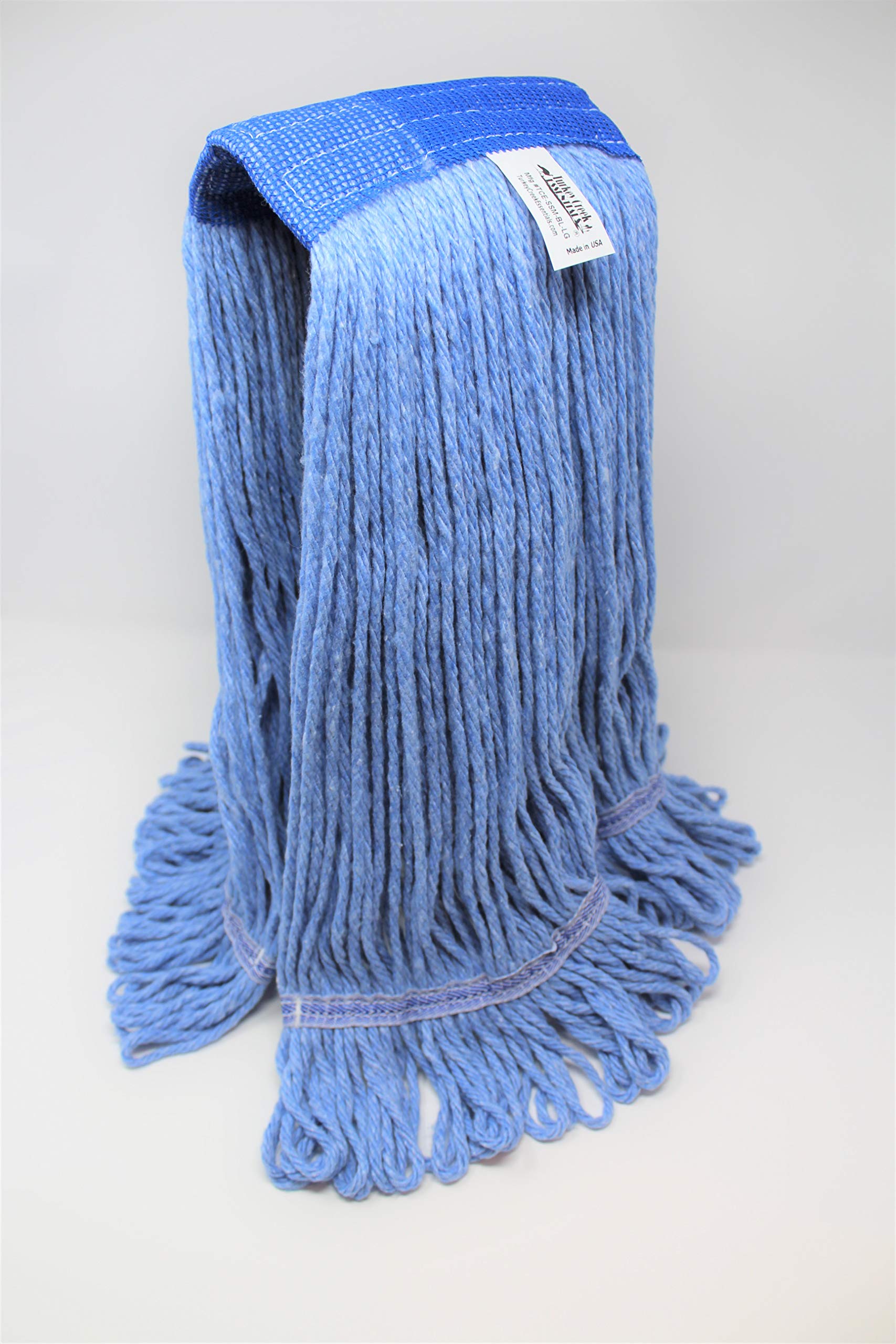 Turkey Creek Essentials Cabezales de fregona de grado comercial fabricados en Estados Unidos, cabeza de fregona grande de 4 capas de hilo sintético azul de repuesto industrial y recambios de mopa de