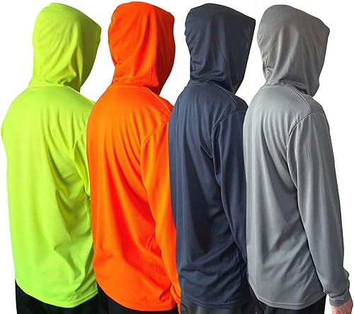 Camiseta de manga larga transpirable con protección solar UPF 50+ para hombre, con capucha