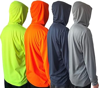 Men UPF 50+ Sun Protection Breathable T Shirt Long Sleeve Workout T-Shirts with Hood