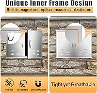 Vista 5 de Puertas de cocina para exteriores, 30 pulgadas de ancho x 21 pulgadas de alto, puertas de acceso para barbacoa de acero inoxidable con rejillas