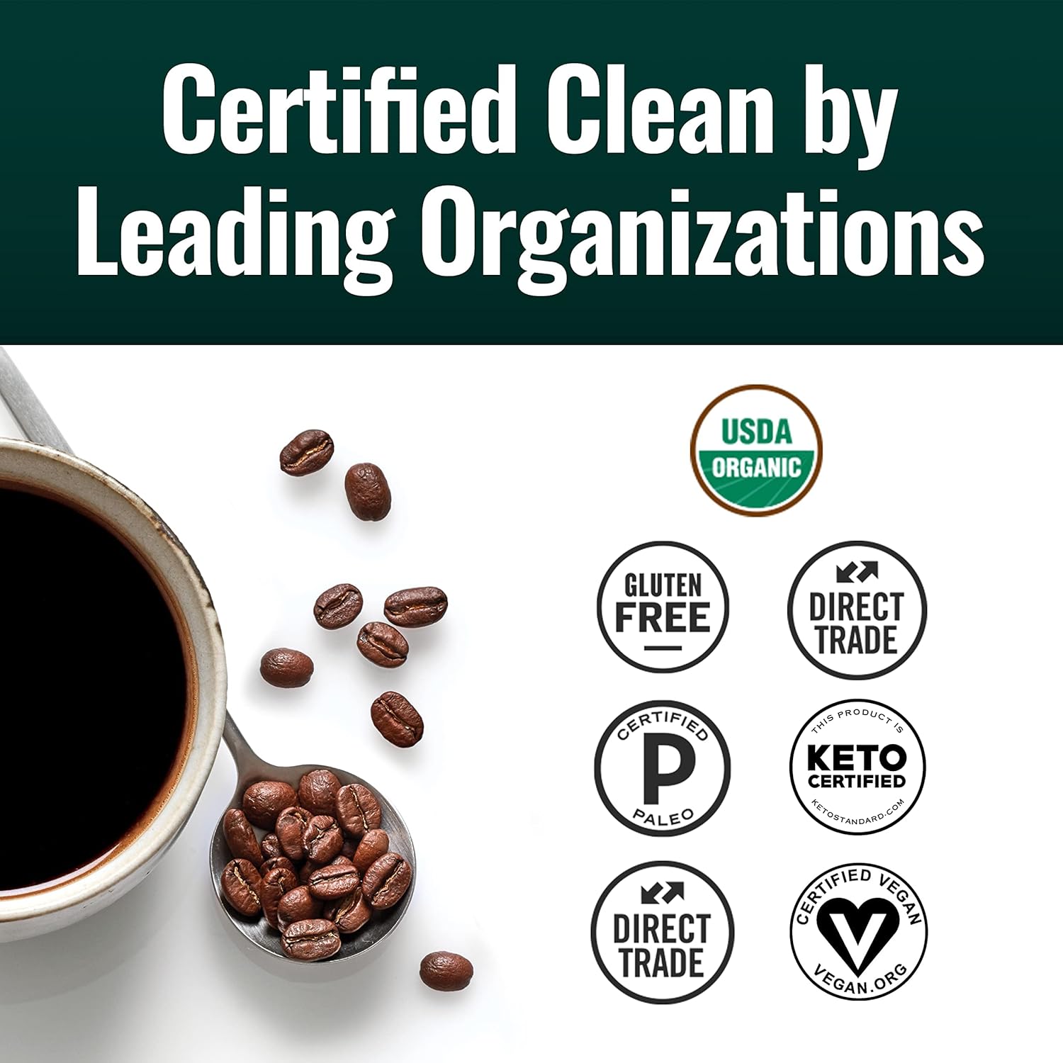 Natural Force Clean Coffee + Organic Pure C8 MCT Oil Bundle – 100% C8 MCTs & Mold & Mycotoxin Free Coffee – Non-GMO, Keto, Paleo, and Vegan - 12 Oz Bag and 32 Oz Glass Bottle