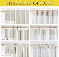 Vista 5 de NICETOWN Natural 100% Blackout Linen Curtains 84" Long for Bedroom, Farmhouse Thick Linen Blend Window Treatment Panels Thermal Insulated Drapes for