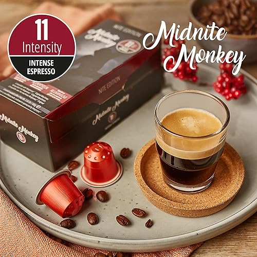 Miniatura 5 de Nite Edition MidNite Monkey 120ct para Nespresso Original Machine Compatible Pods I Intensidad 11  Cápsulas de café de aluminio Me gustan los granos