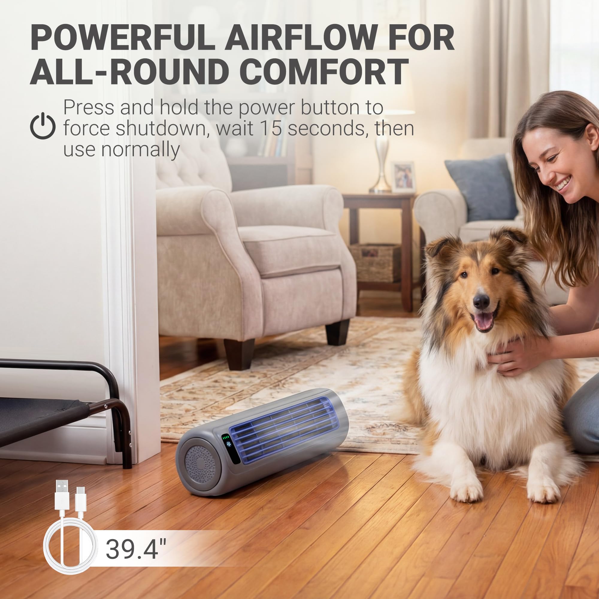 Tailwaggz Elevated Outdoor Dog Bed with Fan - Cooling Dog Bed for Large Dogs, Waterproof Cot Easy to Assemble, 3 Wind Speed, Raised Dog Bed with Washable Mesh Cover, Durable, Non Slip, Up to 85 lbs - image 3