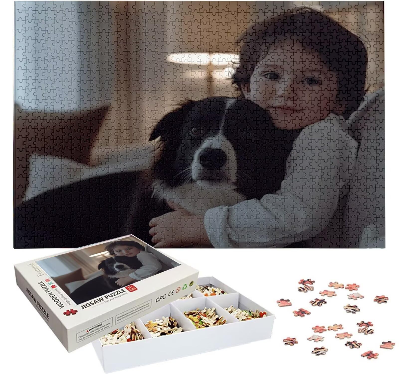 Puzzle Personalizado con Foto, Personalizada Rompecabezas Personalizado Diseña tu Logo Foto o Texto, Personalizado Navidad Halloween San Valentín Parejas Niños Familia Amigos h-4109