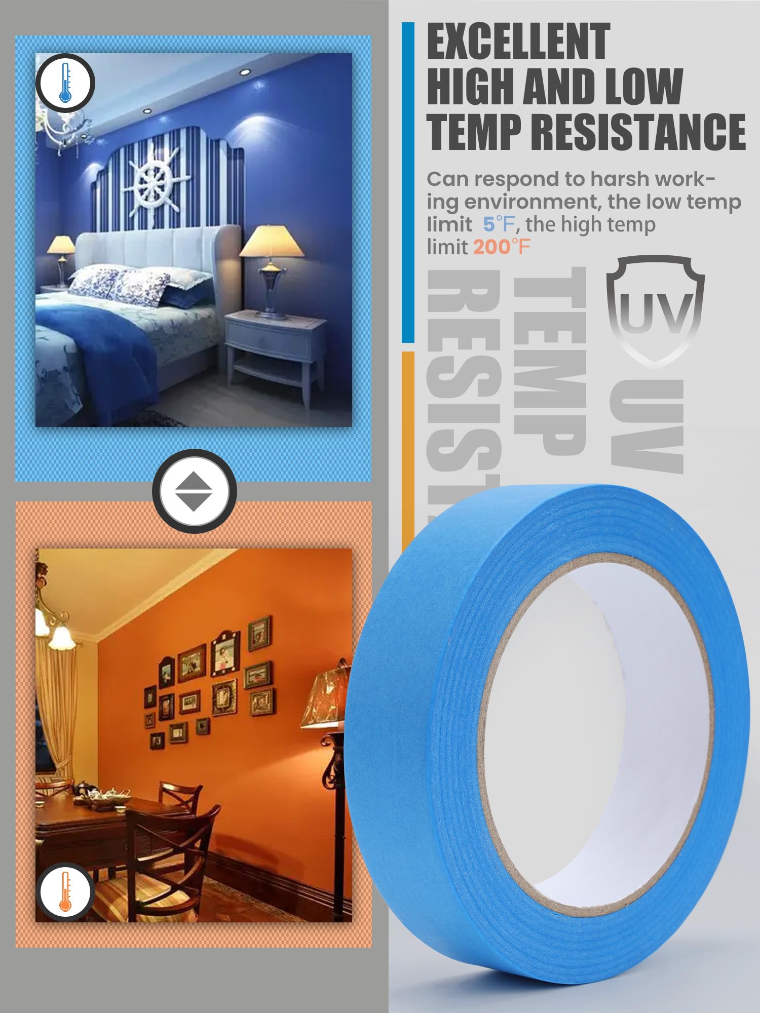 Blue Painters Tape Bulk - 3 Pack 0.95 Inch -4