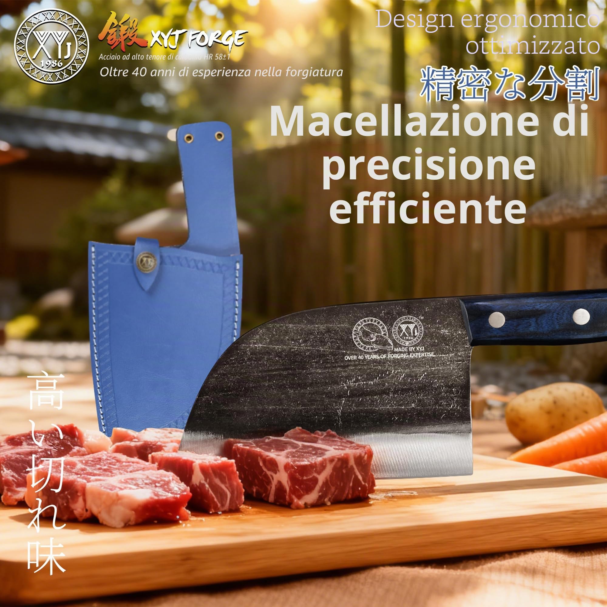 XYJ Authentic Since 1986, Ancient Forged Butcher Knives,Serbian Chef Knife With Sheath,Tiny Knife,Chinese Vegetable Meat Cleaver For Kitchen Camping Outdoor,Full Tang,High Carbon Steel (6,7 inch)