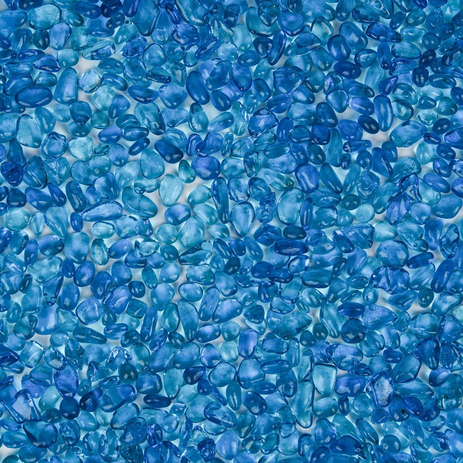 Hisredsun 2.1lbs Sea Blue Glass Stones, Small Fire Glass Pebbles