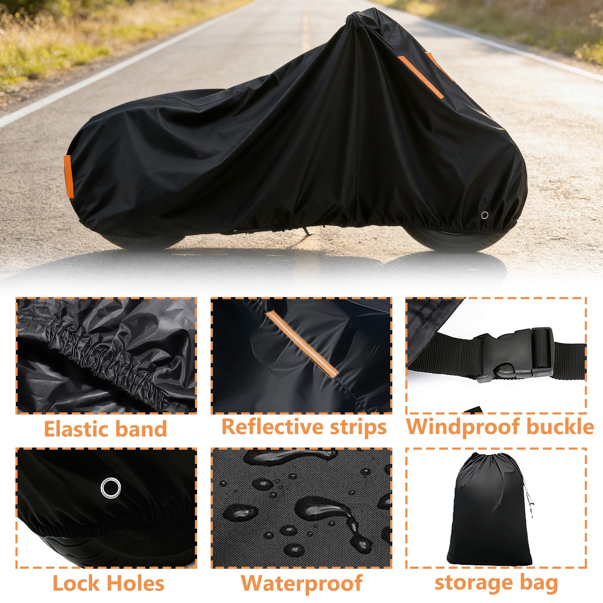 wasserdichte Motorradabdeckung,für Luxxon Eco ECO丨210D Motorradgarage Motorrad Abdeckplane Outdoor Kratzfest UV-beständig für alle Jahreszeiten geeignet
