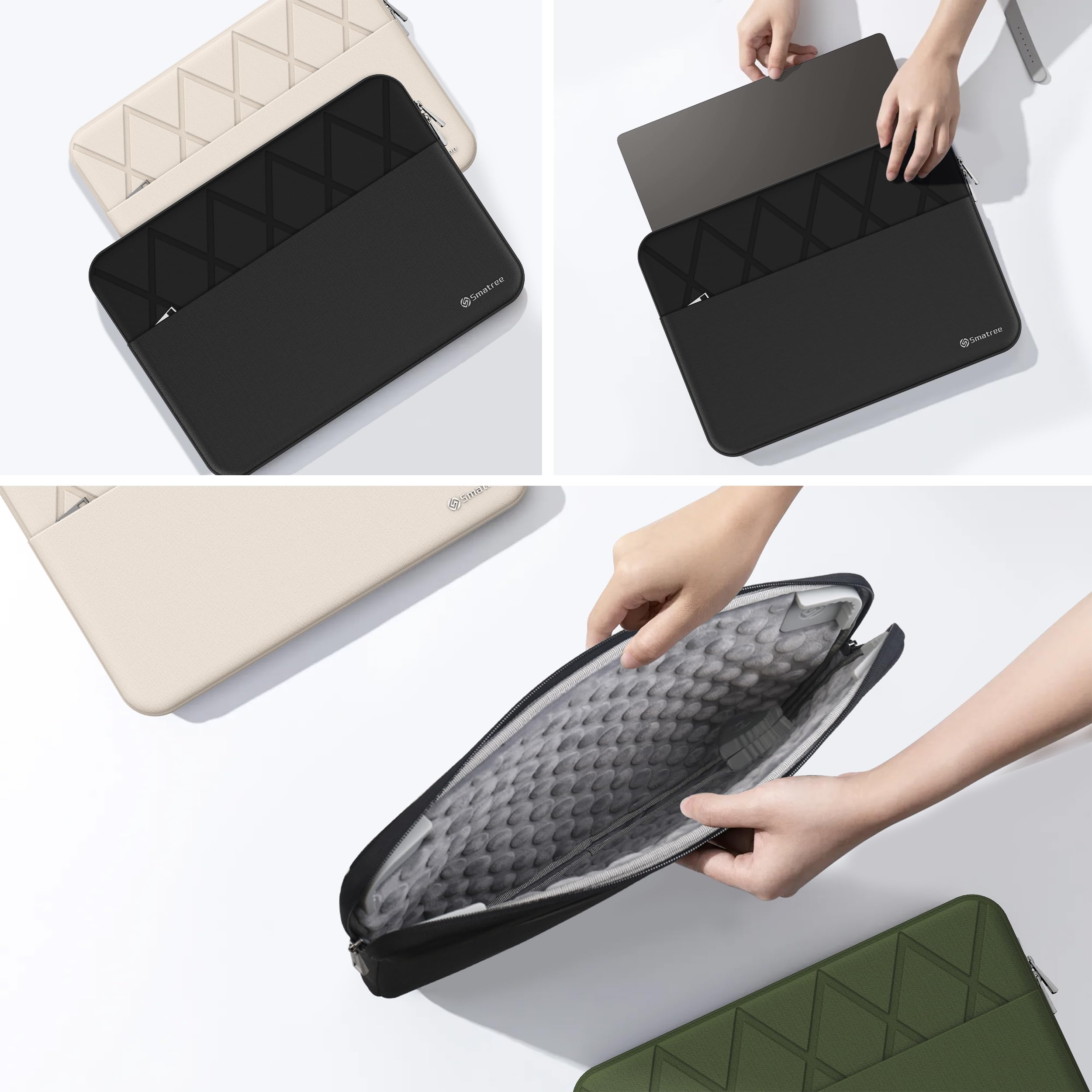 Custodia Con Borsa Accessori Staccabile Smatree 16 Inch Laptop Sleeve For LG Gram Pro 16 Or 2-in-1, For LG Gram Pro 16 OLED Or 2-in-1, Protective Laptop Case With Accessory Pocket, YKK