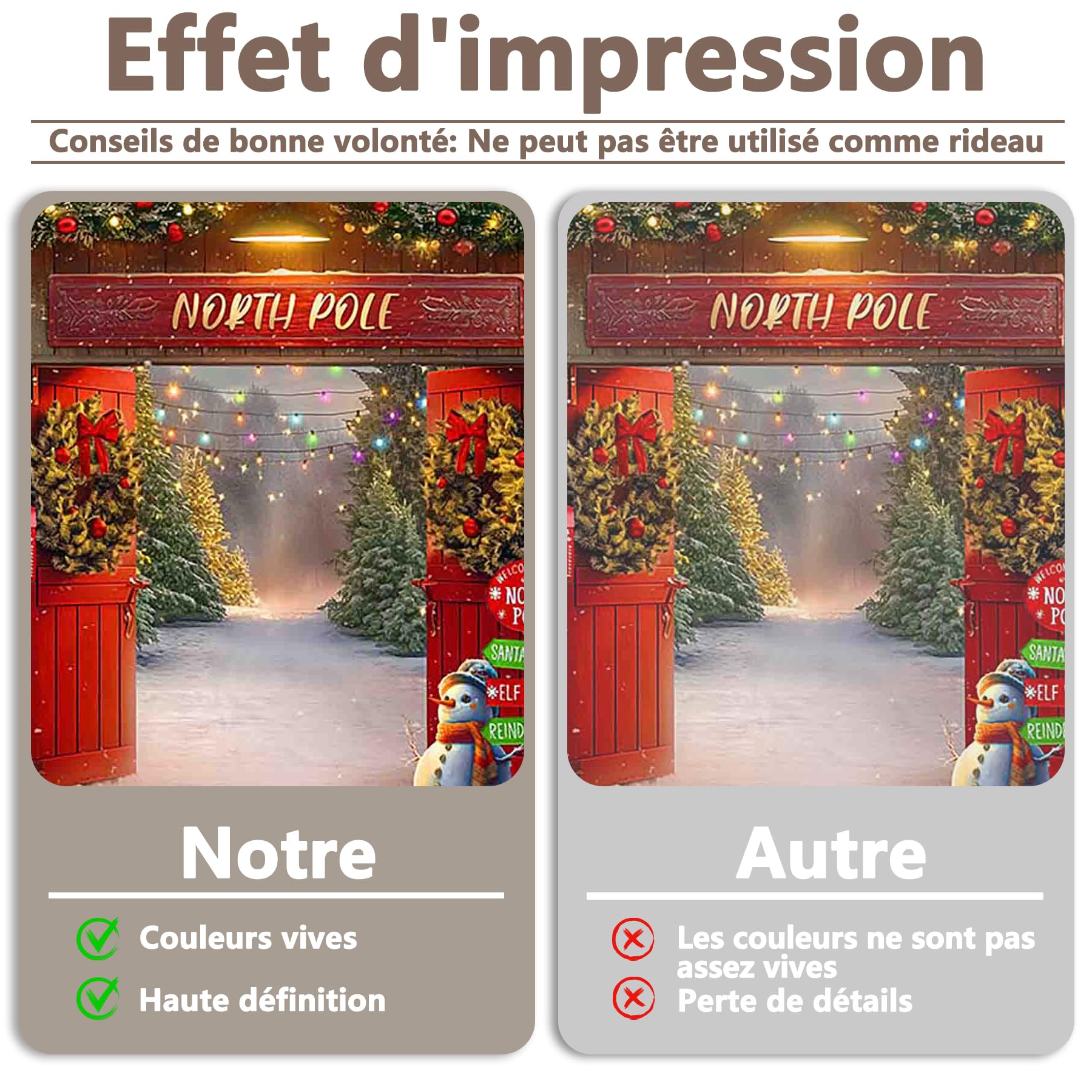 Luminora 2,4 x 1,8 m Pôle Nord Porte en Bois du Père Noël Toile de Fond | rouge Maison Village de fées Forêt enneigée Renne Arrière-plan Hiver Joyeux Noël Décor Fête Photo Bannière