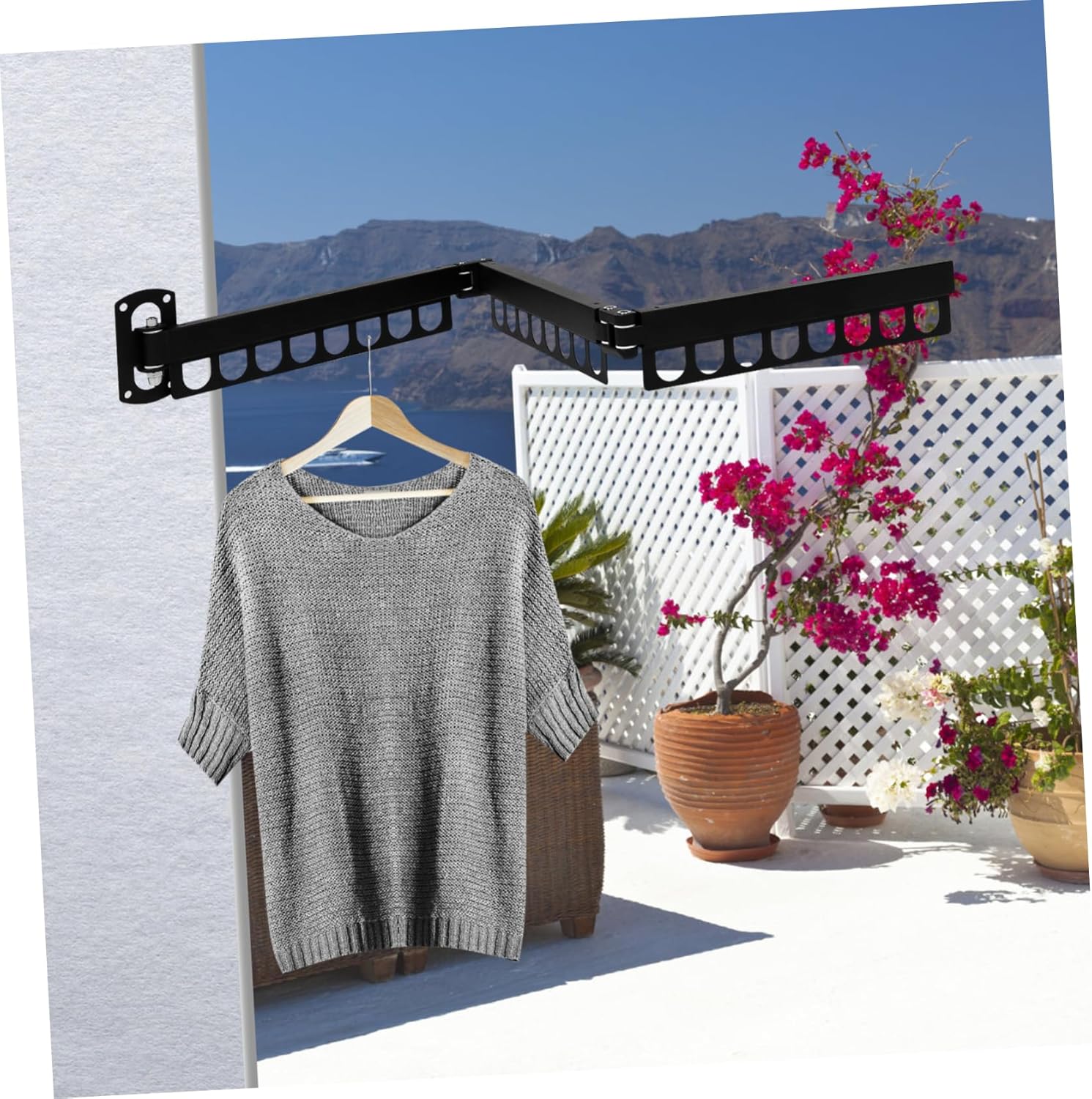 Wall Mounted Retractable Clothes Drying Rack Collapsible Laundry Hanger for Indoor Outdoor Use Stylish Finish Tool Installation Compact Design for Space Saving