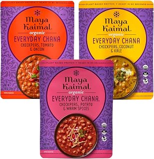 Maya Kaimal Organic Indian Everyday Chana - Fully Cooked - Vegan - Microwavable - Ready to Eat Meals (10 Ounce) (10 Ounce (Pack of 3), Variety)