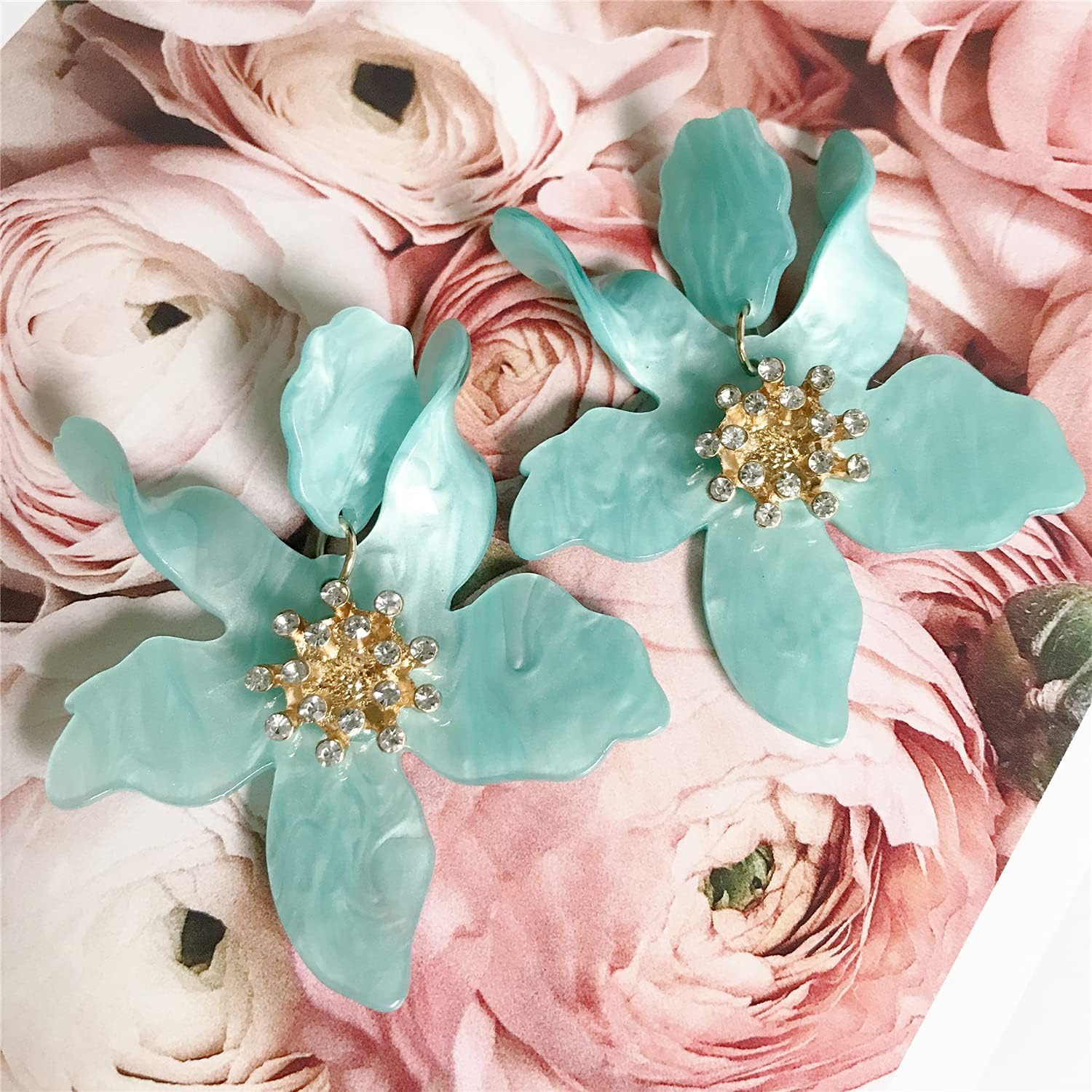 ANDPAI Unique Bohemian Oversized Acrylic Resin Flower Dangle Drop Earrings Retro Large Hawaii Flower Lei Earrings for Women Statement Jewelry Gifts - Image 9