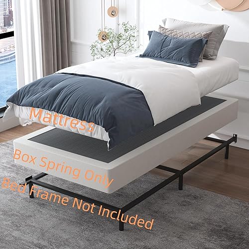 Miniatura 8 de Somier individual de 3 pulgadas, solo somier doble, marco de metal resistente, fácil montaje, sin ruido