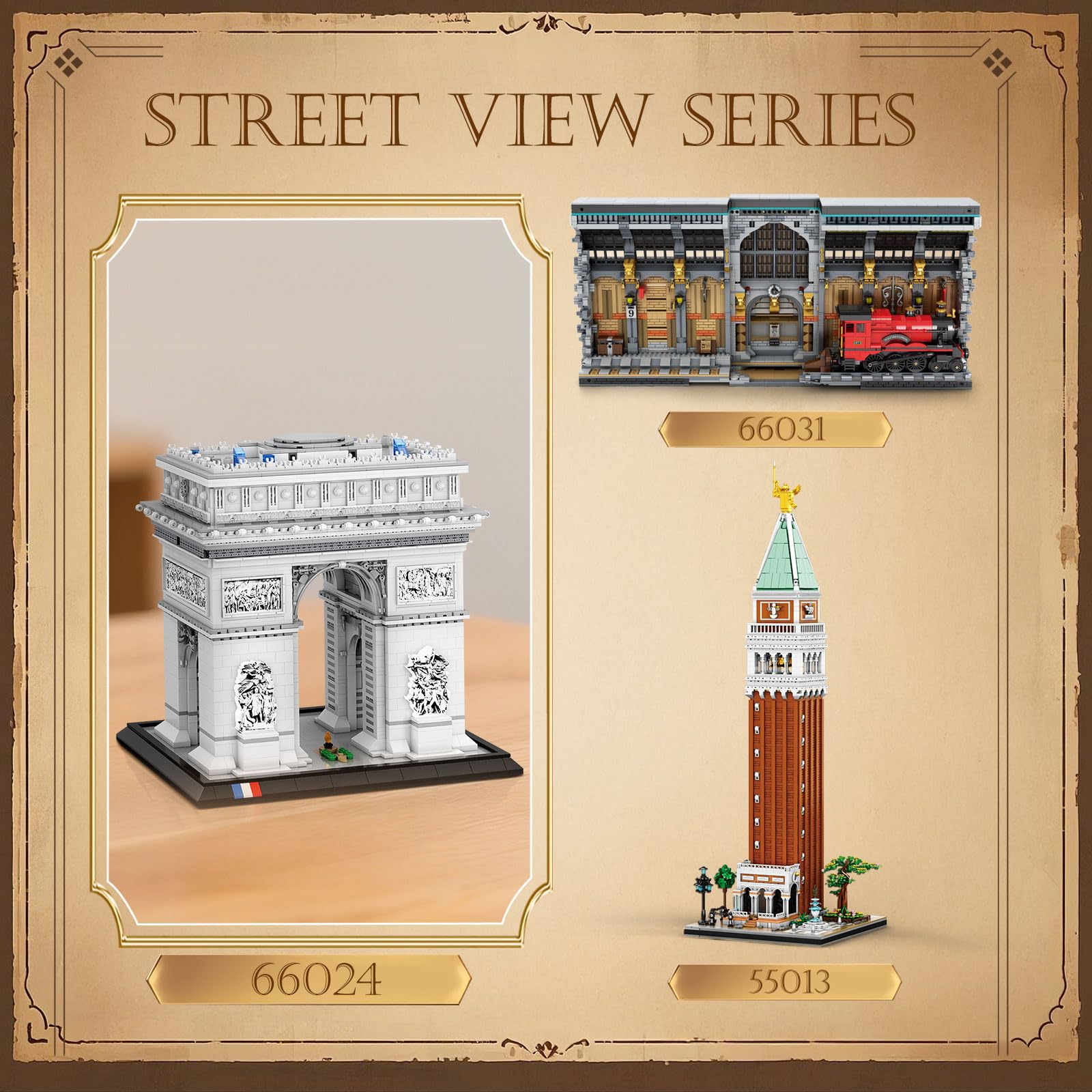 Reobrix Arc de Triomphe Bausatz für Erwachsene 66024, Frankreichs Pariser Wahrzeichens Bauset Set, DIY Konstruktionsspielzeug Sammlerstück & Geschenk für Architektur Enthusiasten（3395 Teile）