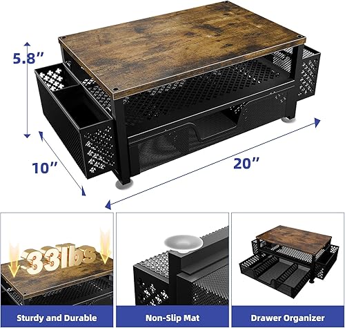 Miniatura 7 de Simple Trending Soporte elevador para monitor de 2 niveles, organizador de escritorio de computadora de madera con cajón y soporte para bolígrafo