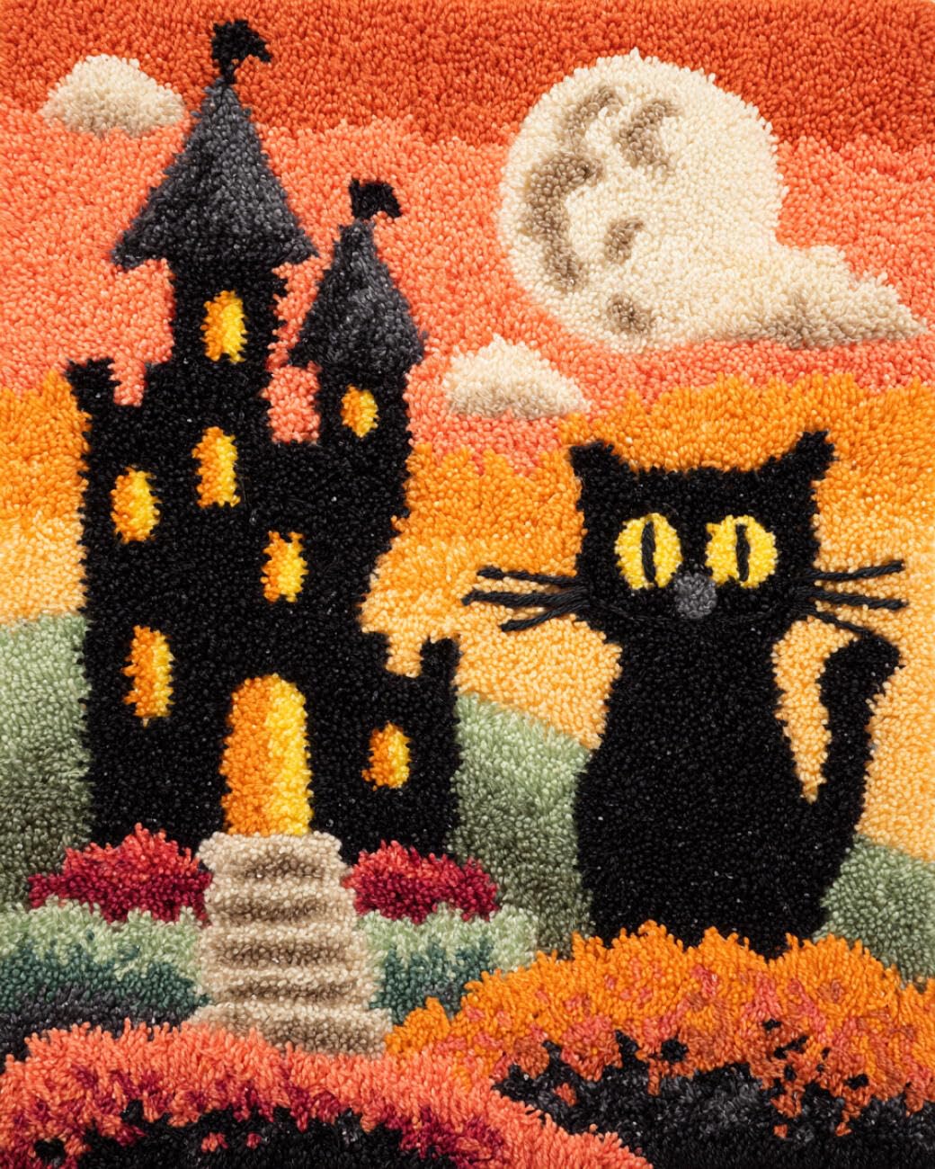 AMBATTERY Large Rug Making Kit Halloween Castle 80x160cm