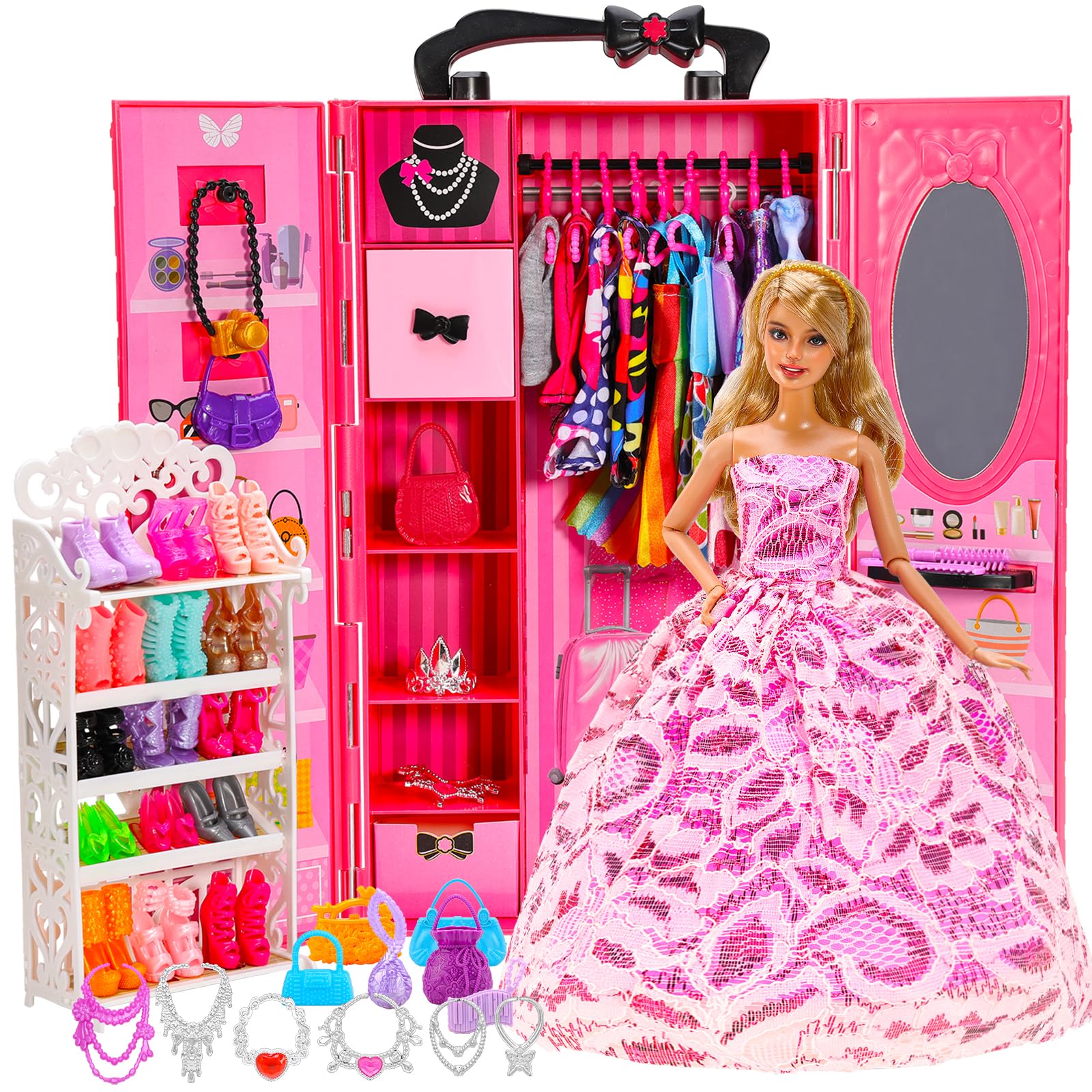 Guardaroba Armadi Per Bambole Grandi Vestiti Barbie E Accessori