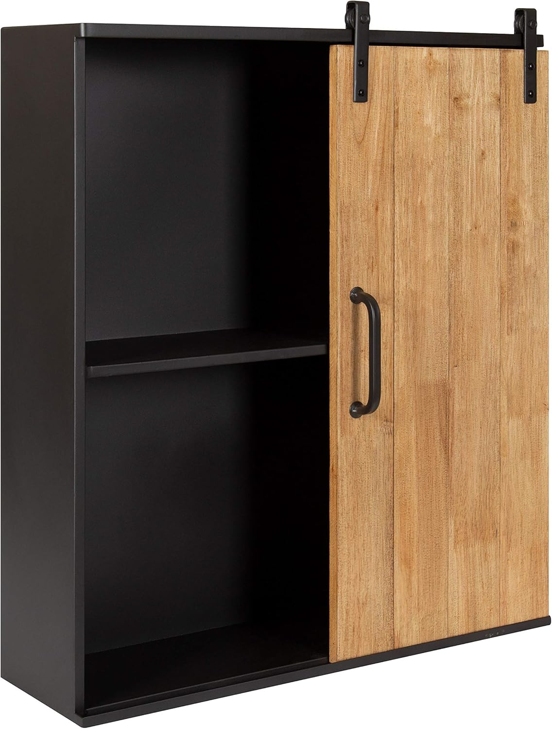 Kate and Laurel Samuels Rustic Decorative Wood and Metal Wall Cabinet, 24 x 7.25 x 28, Charcoal and Rustic Brown, Chic Wall Decor for Storage and Display