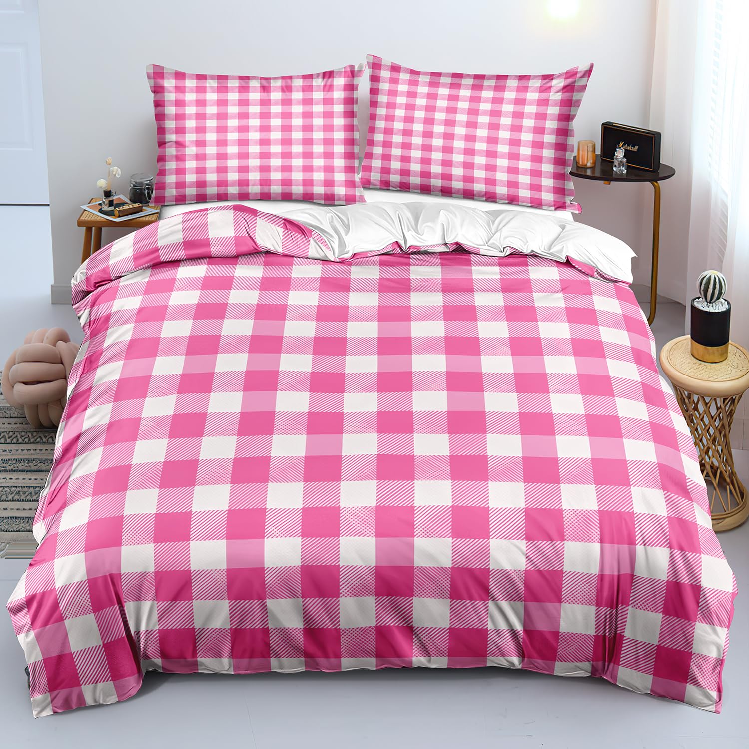 Housse de couette rose 200x200 idée cadeau parure de lit fille