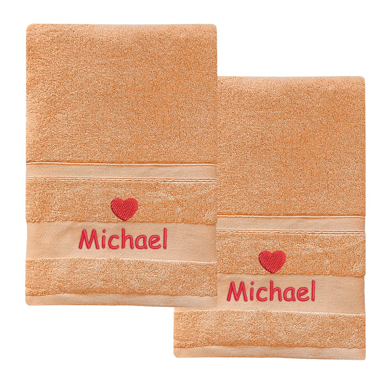 2-Piece Personalised Embroidered Bath Towel with Custom Name ,Monogrammed Towel Gift for Baby, Kids & Adults | Unique Wedding, Birthday Gift Idea 100% Cotton (Orange, 2 PCS Bath Towel(70cmx140cm)) — image 1