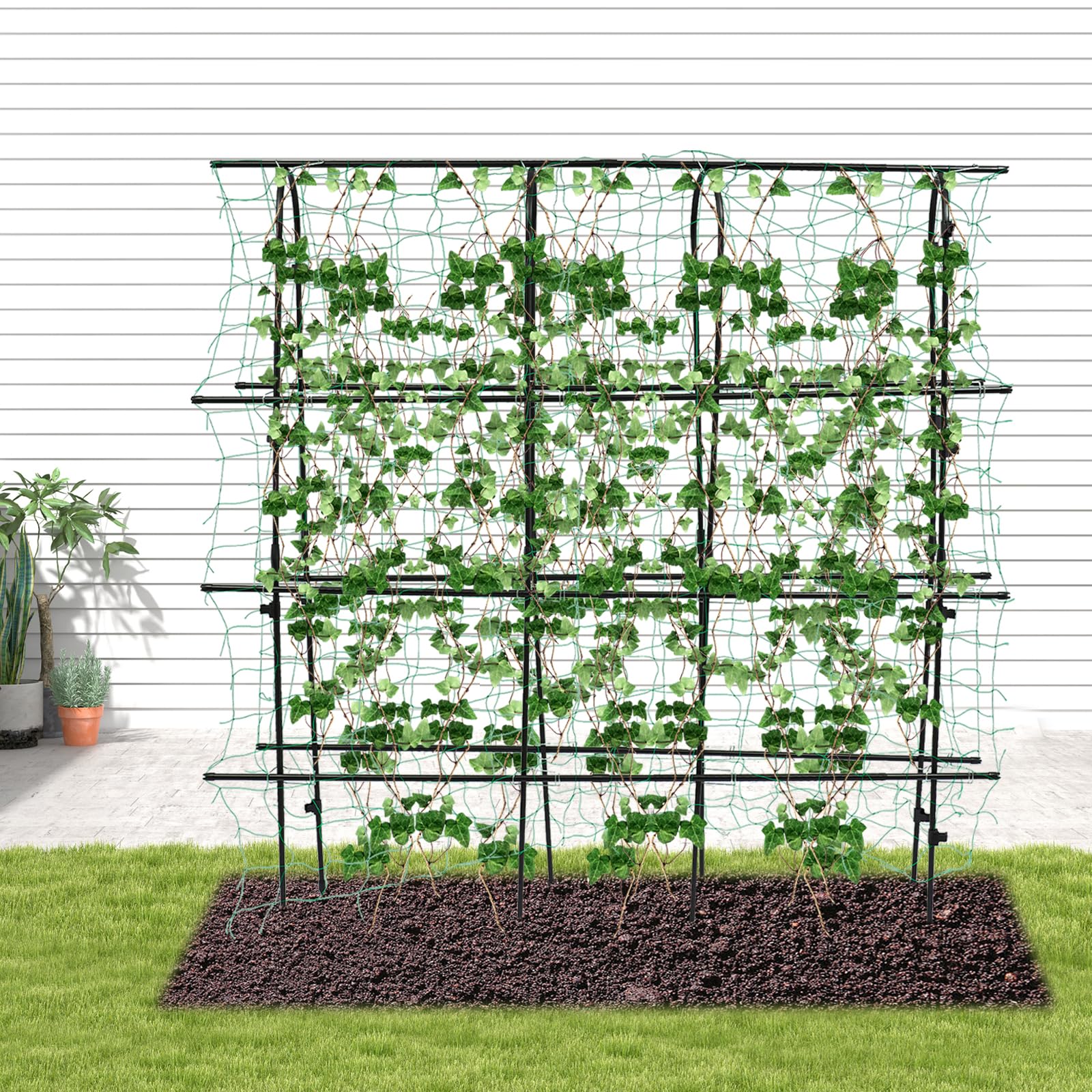 Łuk ogrodowy, kratka dla roślin pnących, pergola do wspinaczki z siatką ogrodową i klipsem, pergola ogrodowa do winogron, ogórków