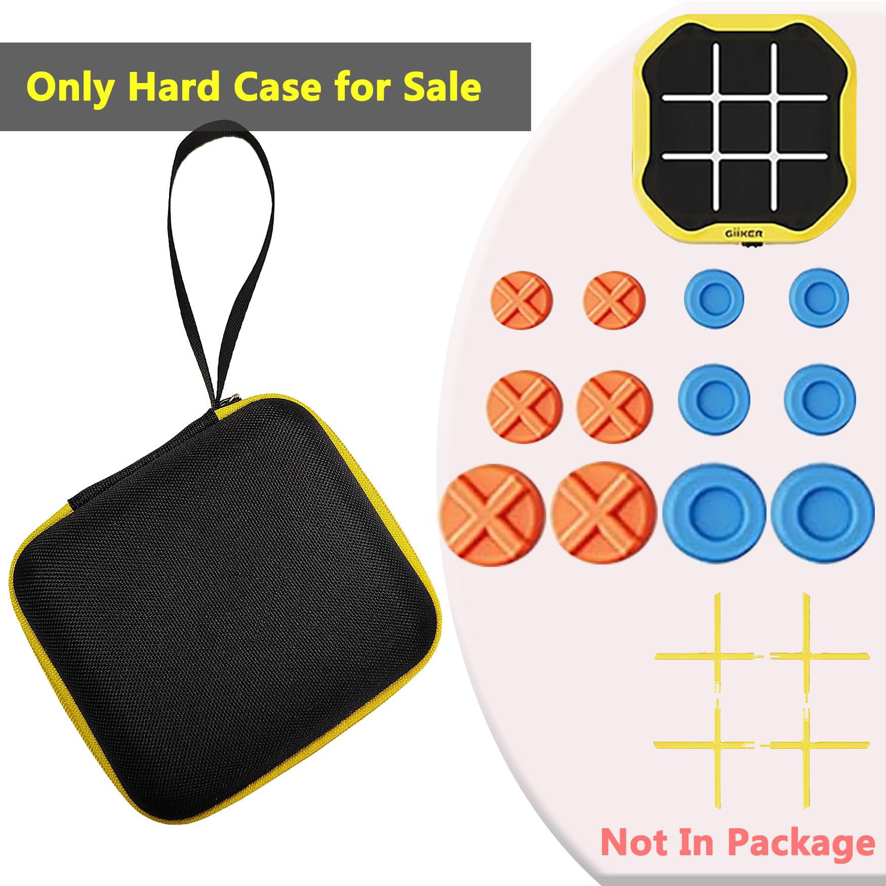 Hard Carrying Case for GiiKER Tic Tac Toe Bolt Game 3-in-1 Handheld Puzzle Game Console, Protective Storage Holder for GiiKER Tic Tac Toe Electronic Bolt Game Accessories (Only Case) (Black-Yellow)