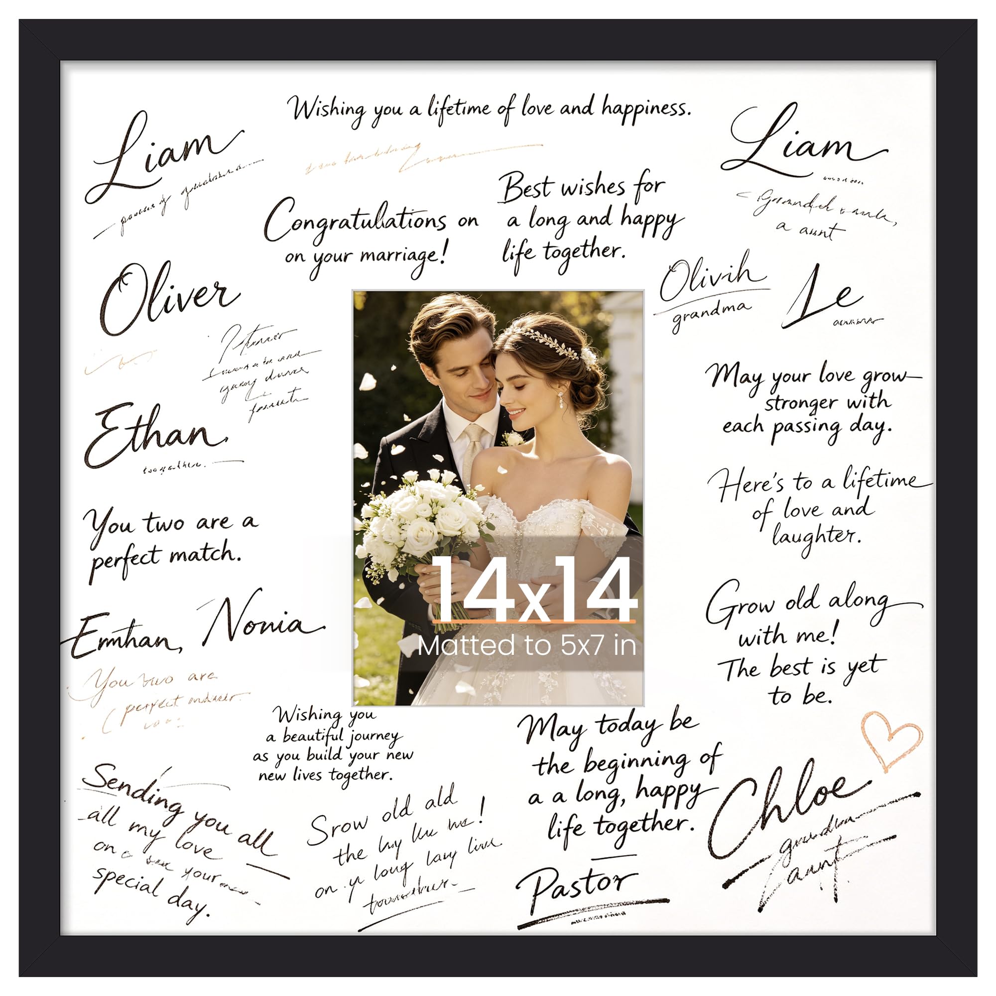 upsimples 14x14 Picture Frame, Wall Decor Photo Frames, Black 1 Pack | 5x7 Photo Frame with Mat for Gallery Wall, Family,Baby,Dog,Dorm,Christmas,Mothers' Day