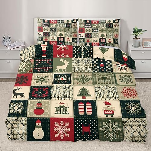 Miniatura 23 de Juego de funda de edredón nórdica de Navidad, estilo nórdico, copos de nieve, juego de ropa de cama con ciervos de Navidad, funda de edredón Navidad