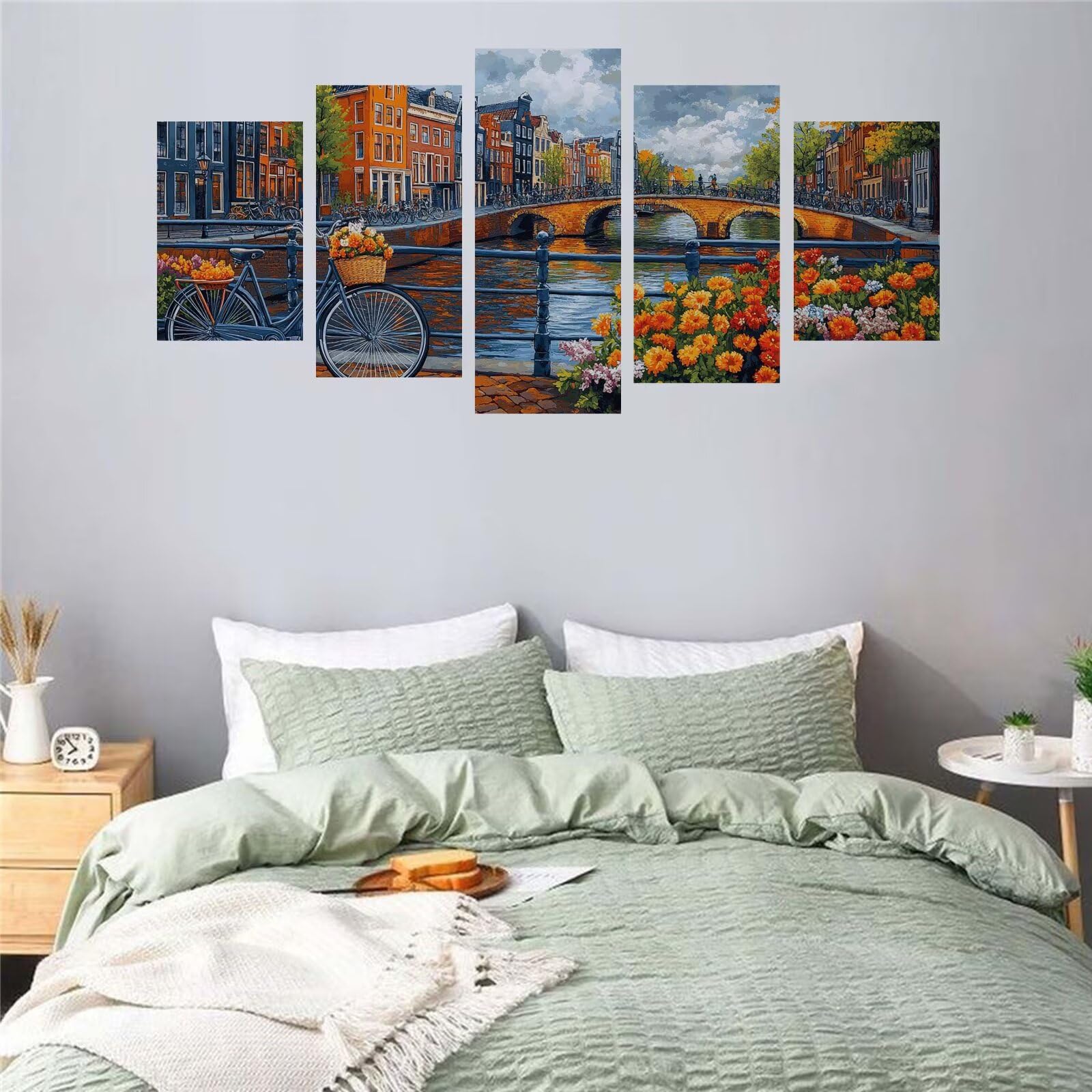 Diamentowe malowanie 5 sztuk rower kwiat diamentowy obraz dla dorosłych, haft diamentowy dla dorosłych duży format puzzle sztuka, ścieg krzyżykowy zestaw rękodzieła, świąteczna dekoracja do sypialni