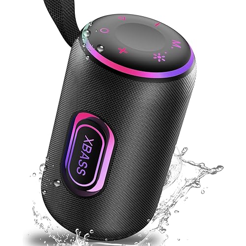 Portable Bluetooth Speaker, Bluetooth 5.4 Speaker, 30W Dual Speaker, 2.0 Channel, Deep Bass, 30H Playtime, Colorful RGB Lights, IPX7 Waterproof, TWS pairing for Outdoor/Home/Party/Travel, Gift Ideas
