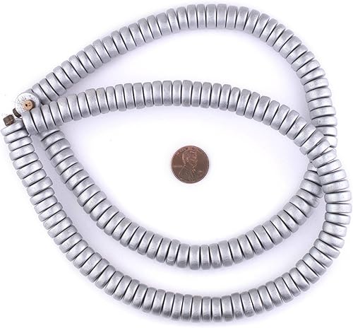 Miniatura 2 de TheBeadChest - Cuentas de madera natural de disco plateado (0.197 x 0.472 in) hilo de cuentas de madera ecológico orgánico para hacer joyas,