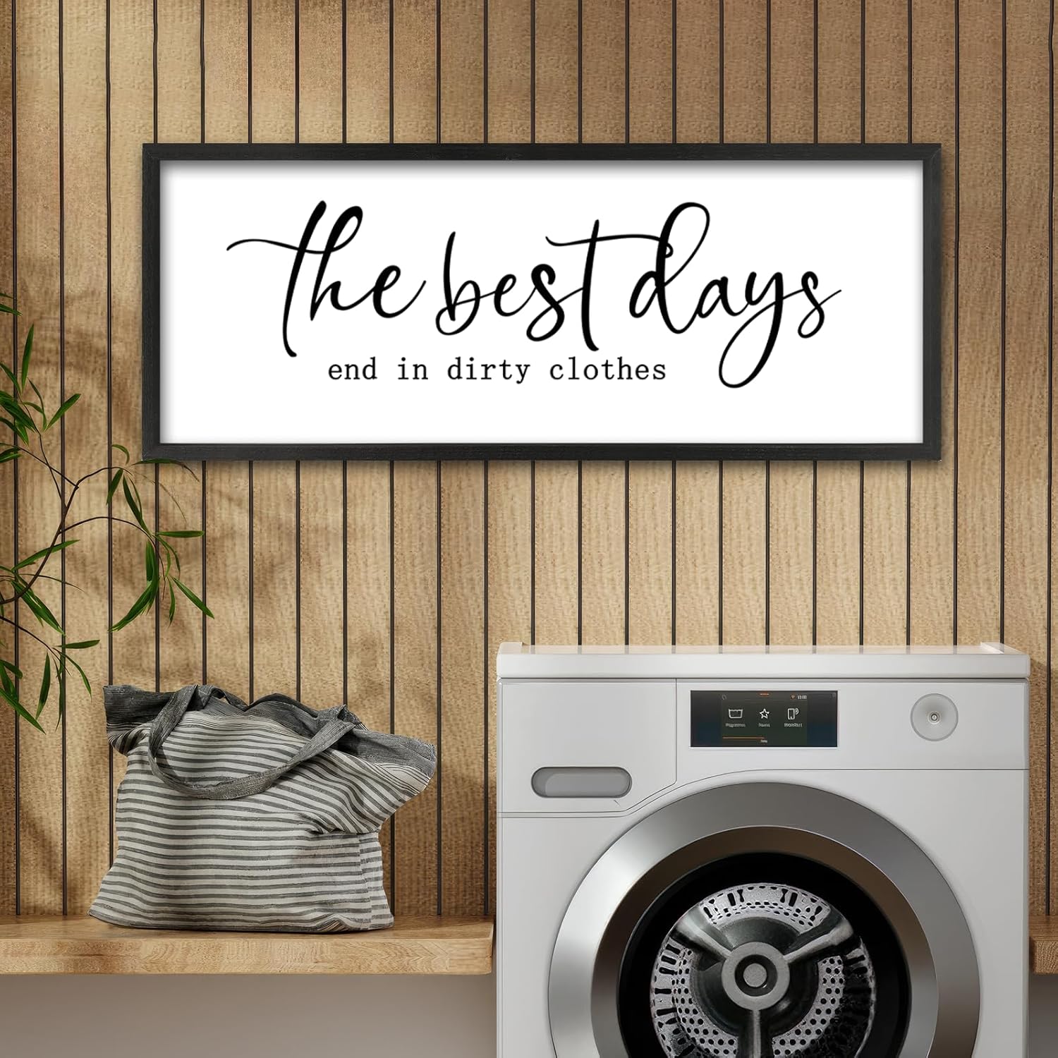 The Best Days End In Dirtiest Clothes Wall Decor 32"x12" Large Laundry Room Bathroom Funny Wood Framed Sign wall Hanging Art