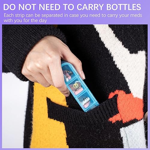 Odaro Weekly Pill Organizer 4 Times a Day, BPA Free Daily Pill Box 7 Day, Large Travel Pill Case with 28 Compartment to Hold Medicine, Vitamin and Supplement(Pink)