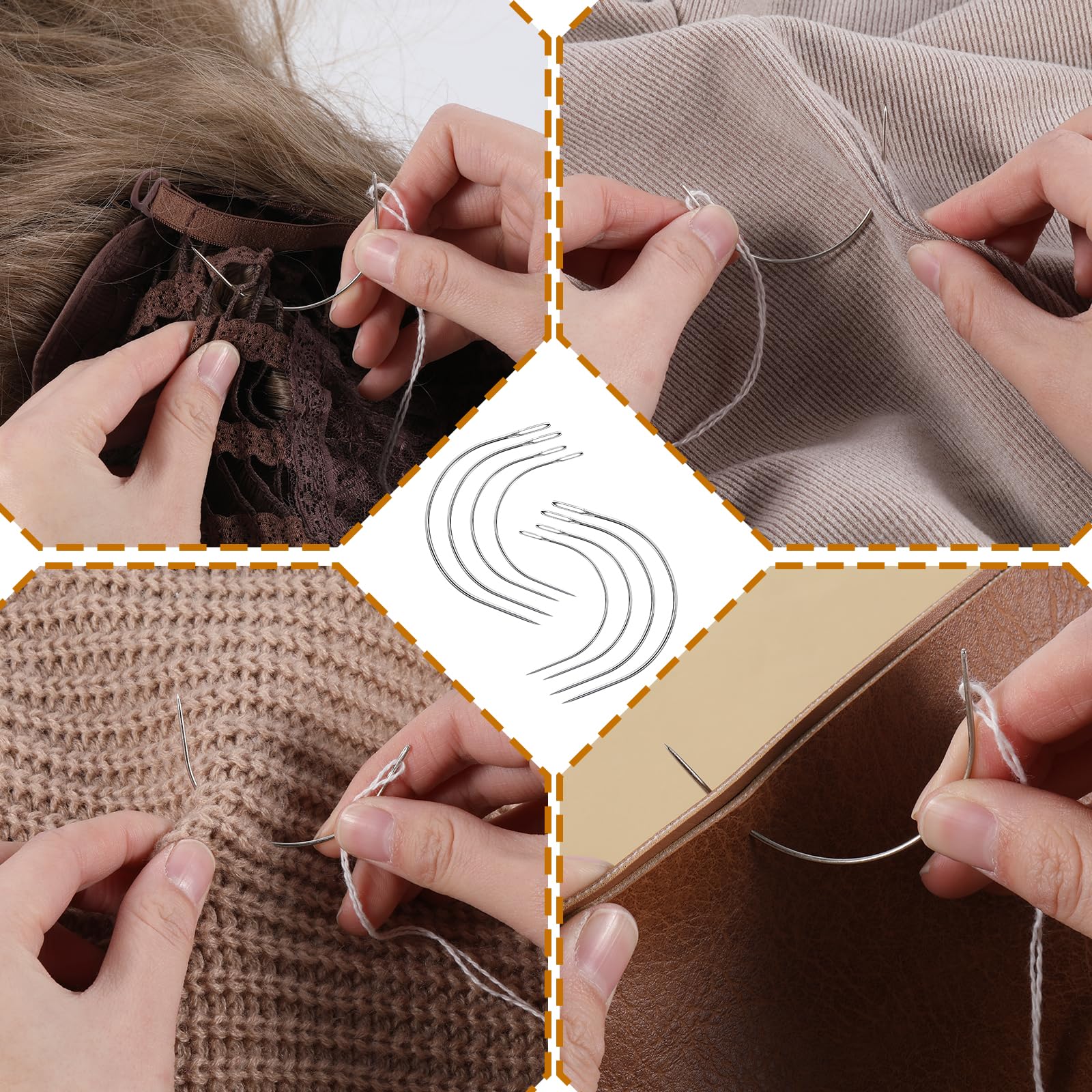 3 Aiguilles Courbées Pour Cuir Et Tissus Épais - Kit Réparation Tapis/Tentes