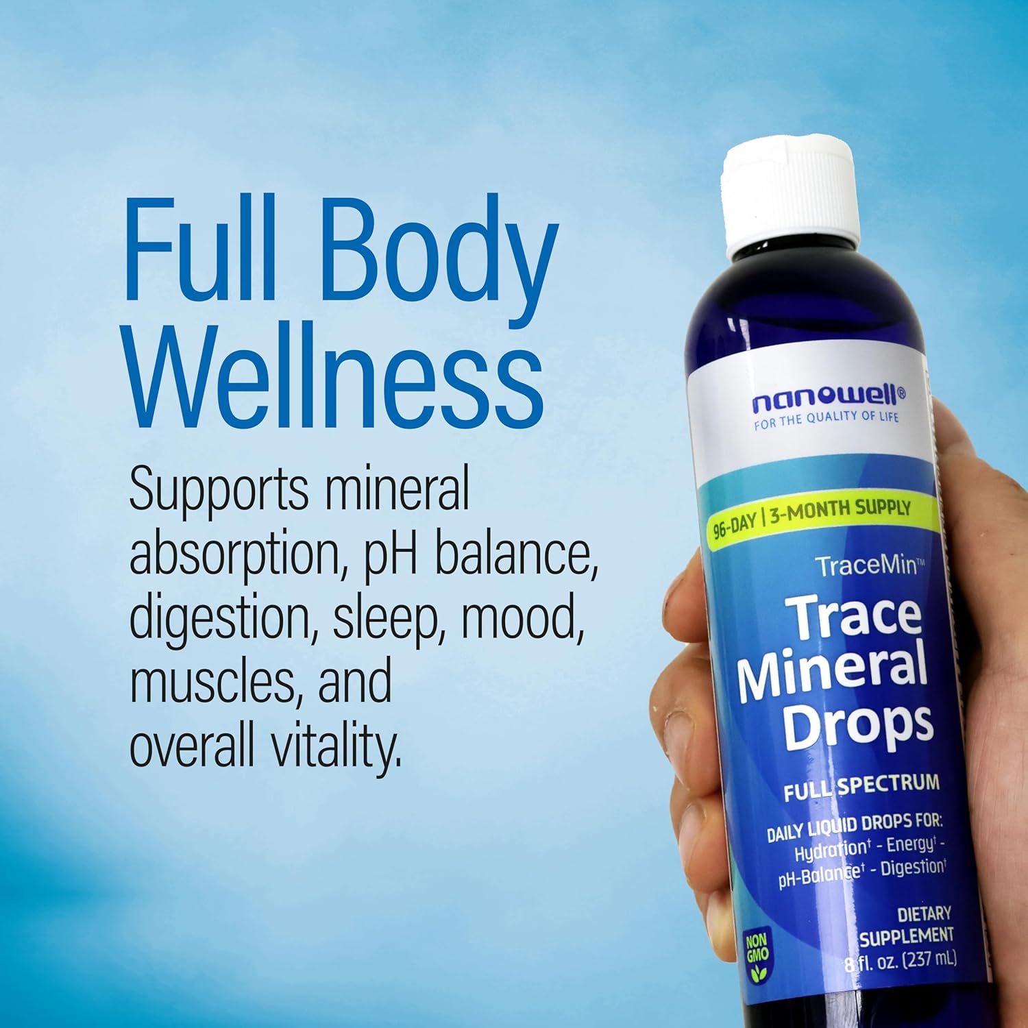 Liquid Mineral Drops – Ionic Mineral Supplement | Full Spectrum Minerals | Magnesium, Chloride, Potassium | Low Sodium | Supports Daily Hydration & Electrolyte Balance | 96-Day Supply