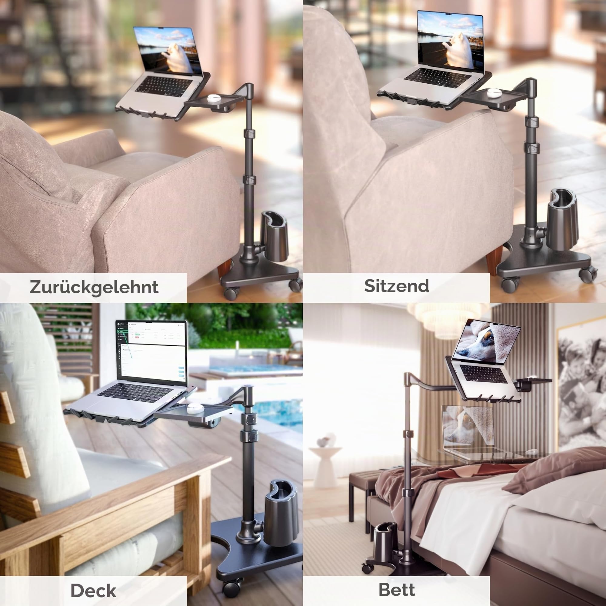 Levo G2-801 Deluxe Laptop-Ständer mit Mausablage – Stilvolles Rotguss- und Schwarz-Design für Komfortables mobiles Computing – Höhenverstellung, 360° drehbar, stabile Konstruktion für die Arbeit