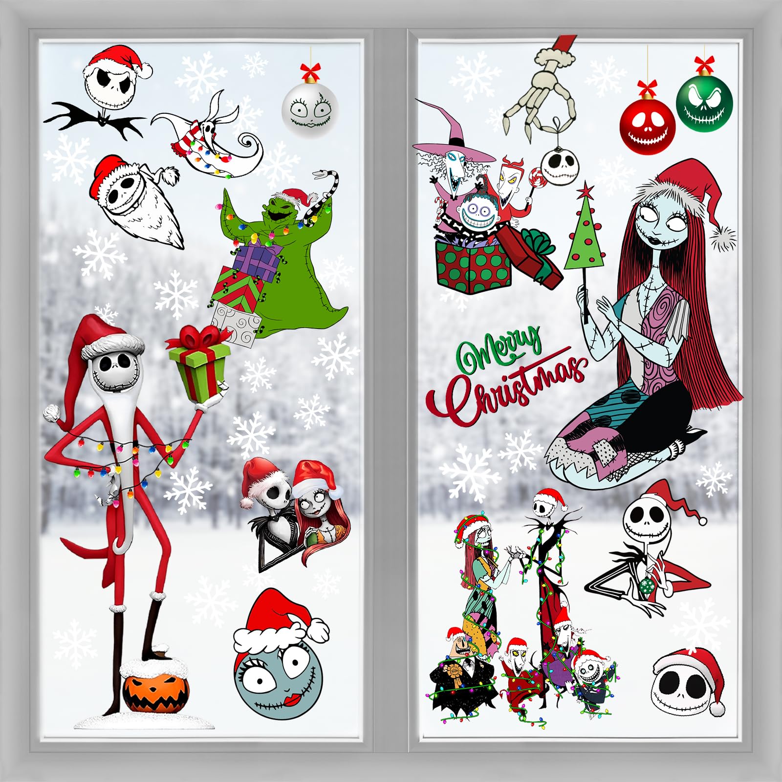 Christmas Window Clings,Merry Christmas Supplies 9pcs Window Stickers Removable Christ mas Decor for Glass Windows Winter Xmas Holiday