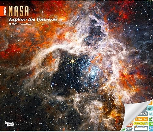 Calendario de la NASA 2024  Paquete de calendario de pared de astronomía 2024 de lujo con más de 100 calcomanías de calendario (regalos espaciales, disponible en Yaxa Colombia