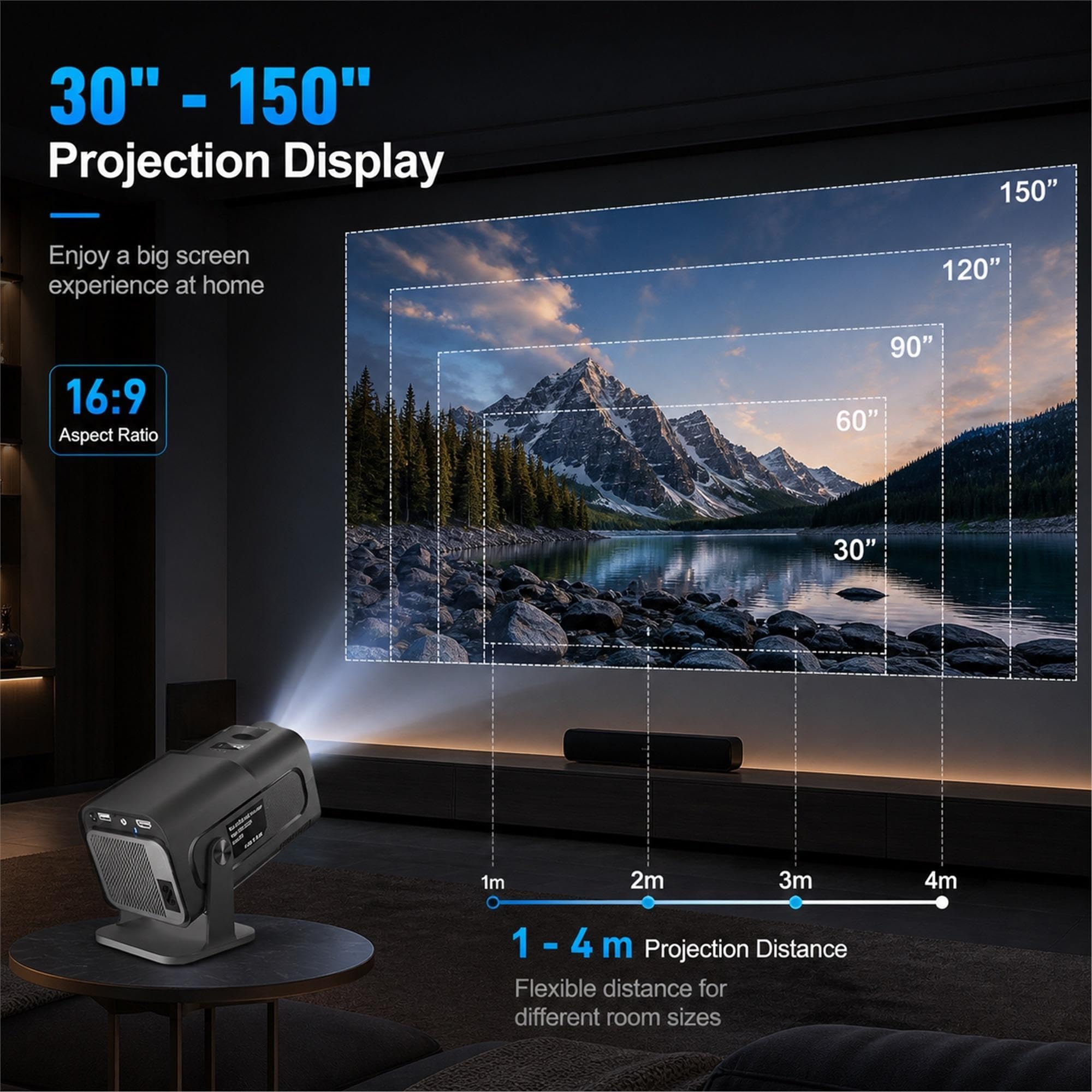 Proyector portátil Hy320 con 1080P Nativo