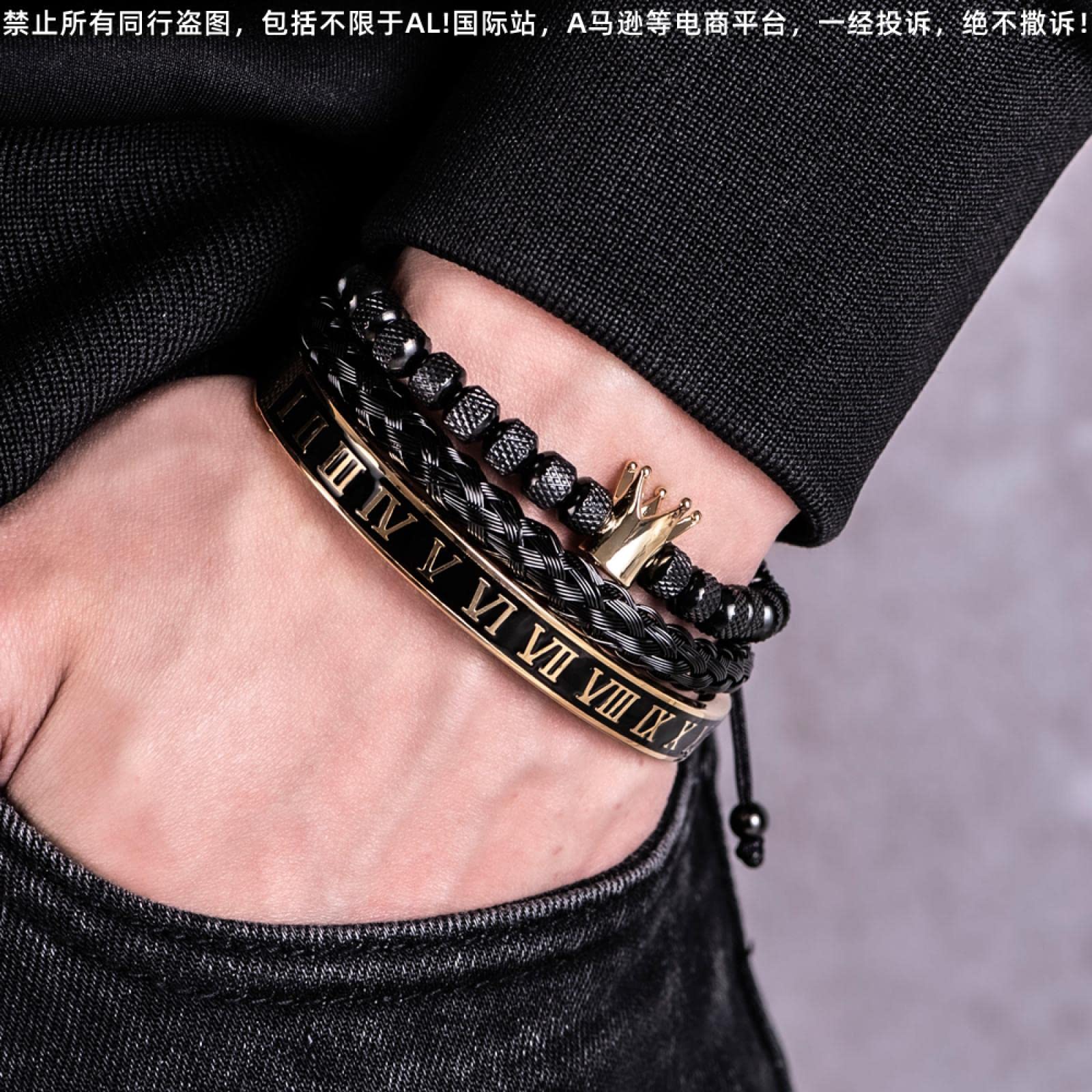 Pulsera Hombre Brazalete Mujer Pulseras Regalo Pulsera Romana De Esmalte De Lujo Royal Crown Charm Hombres Geometría Pulseras Ajustables Abiertas Pareja