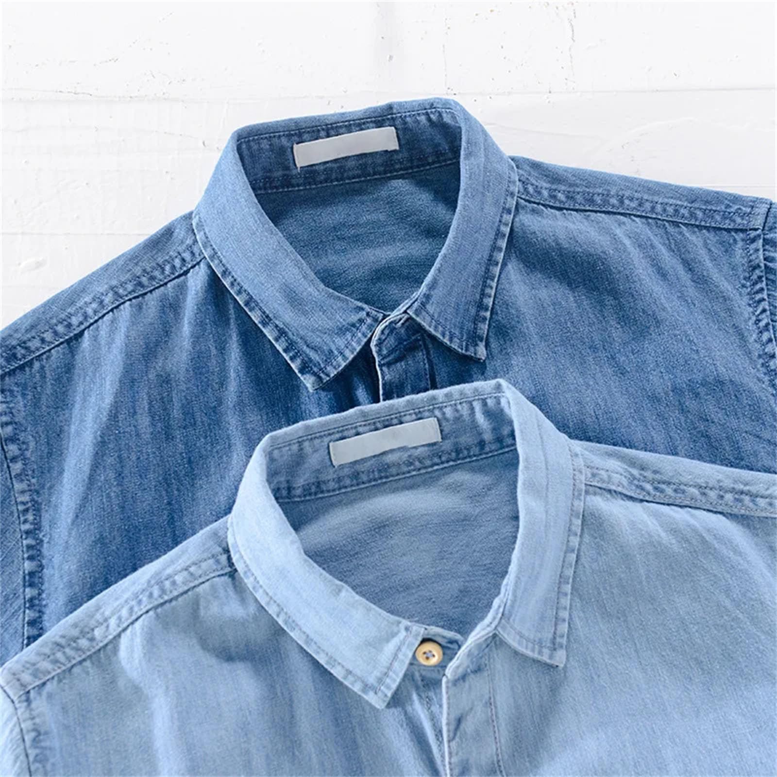 Camicia da uomo in denim sottile a mezza manica casual top allentato alla moda bella camicia a maniche corte in denim a maniche corte