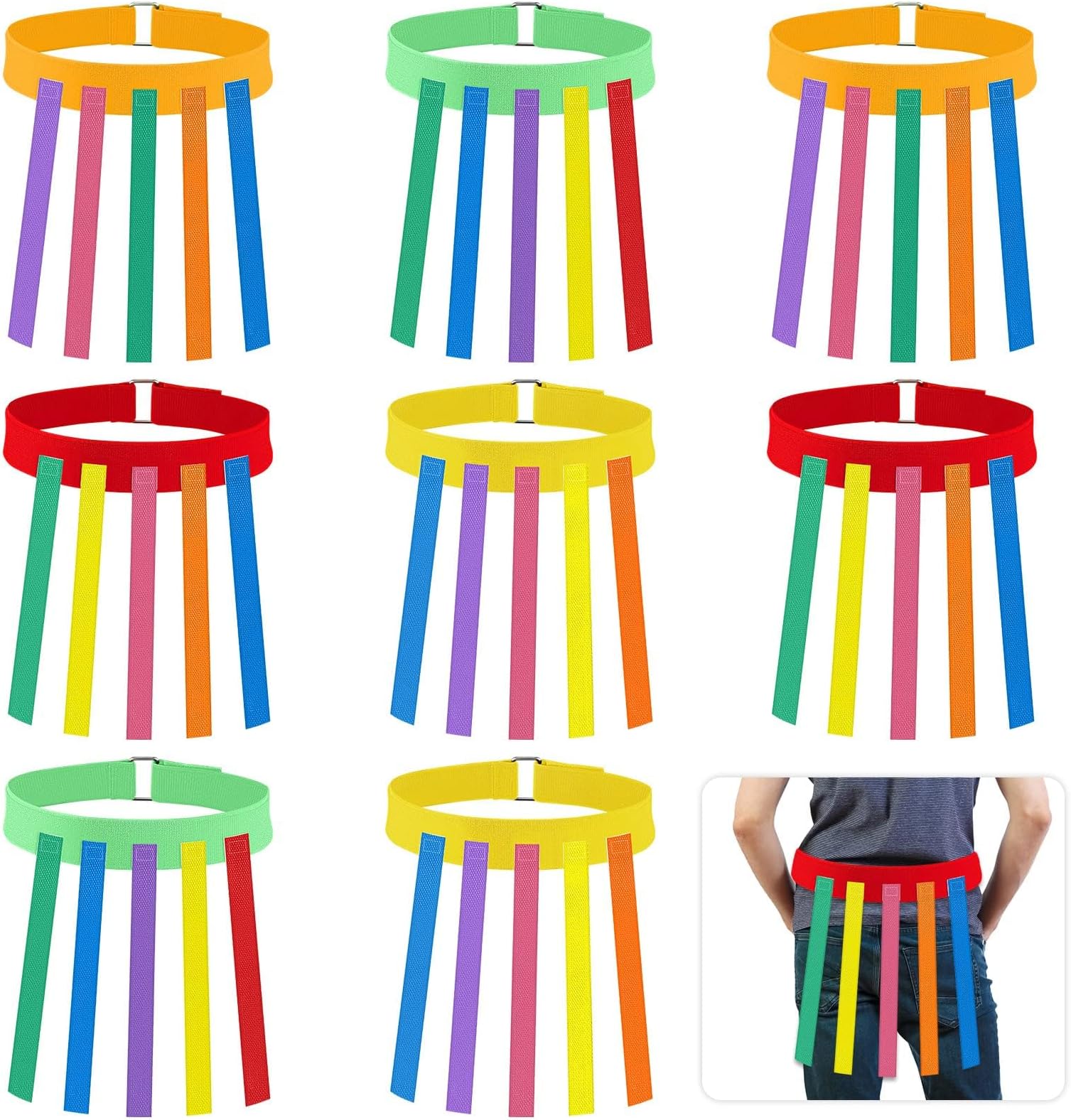 Catch Tail Game Belt, Field Day Games Stretchable Catching Training Equipment, for Adults Kids Family Parks Reunion Birthday Party Camping Picnic Outdoor Yard Carnival Games Activities (8 Pieces)