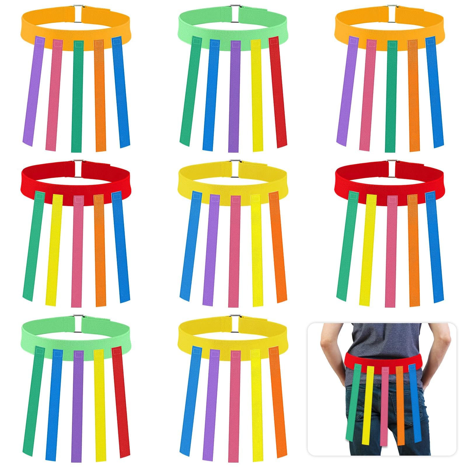 Catch Tail Game Belt, Field Day Games Stretchable Catching Training Equipment, for Adults Kids Family Parks Reunion Birthday Party Camping Picnic Outdoor Yard Carnival Games Activities (8 Pieces)