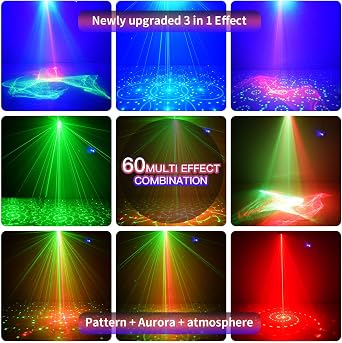 Party Lights DJ Disco Lights, Voice Activated Laser Flash Stage Lights Projector, Suitable for Home Ballroom Party Birthday Decorations Club Dance Karaoke Halloween Christmas Decorations XHXD ...