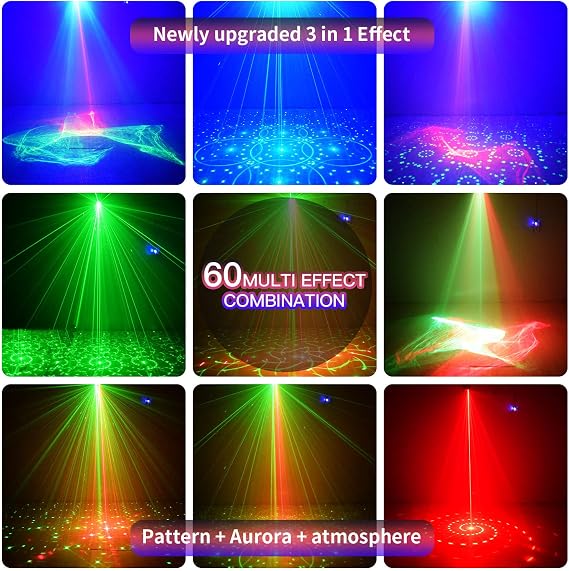 Party Lights DJ Disco Lights, Voice Activated Laser Flash Stage Lights Projector, Suitable for Home Ballroom Party Birthday Decorations Club Dance Karaoke Halloween Christmas Decorations XHXD ...